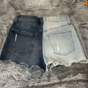 RSQ Blue and Light Blue Jean Shorts Distressed Cut-Offs